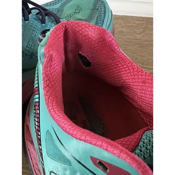 Hoka One One Stinson ATR 4 Blue Pink Trail Running Shoes Womens Size 7.5