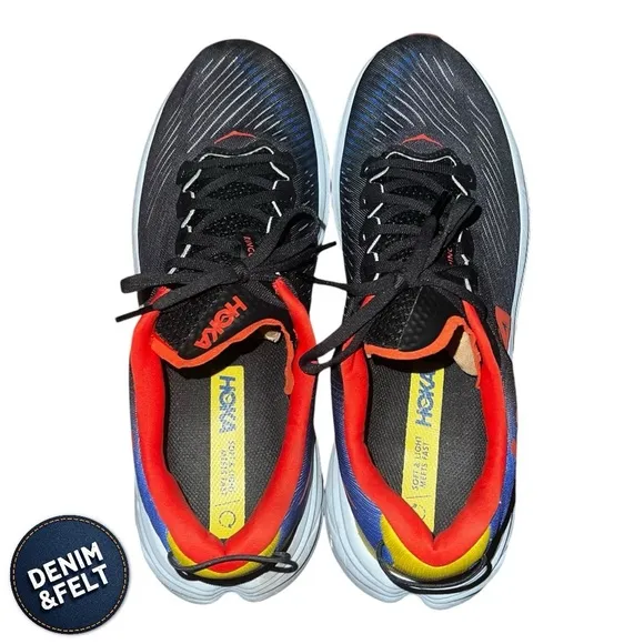 Hoka Rincon 3 Men’s Running Shoes | Color: Black/Dazzling Blue | PREOWNED!!🔥👟