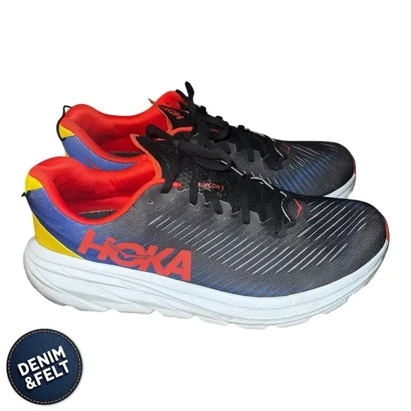 Hoka Rincon 3 Men’s Running Shoes | Color: Black/Dazzling Blue | PREOWNED!!🔥👟