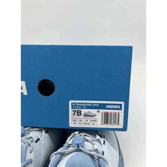 HOKA Women’s Transport GTX Shoes White Blue New Size 7
