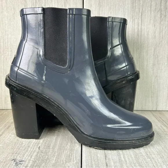HUNTER Original Refined Chelsea Rain Boot Rubber Heels Shoes Women’s Size 9