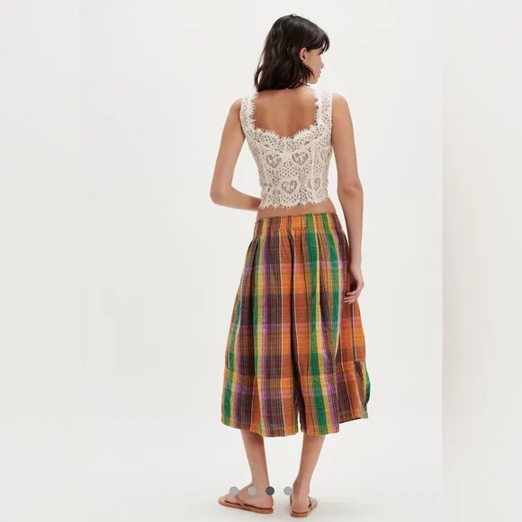 Ivy Cropped Pull On Culotte Pants NWOT orange combo