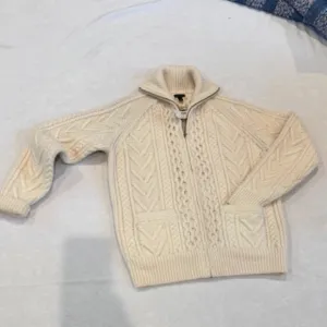 J CREW Imperial Wool Ivory Full-Zip Cardigan Size Small NWT​​​​​​​​​​
