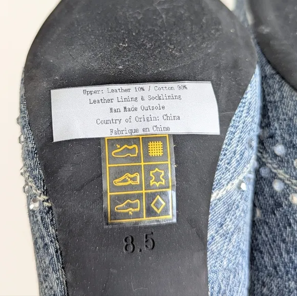 Jeffrey Campbell Yee Haw Heels Blue Acid Wash Denim Studs Rhinestones - sz 8½