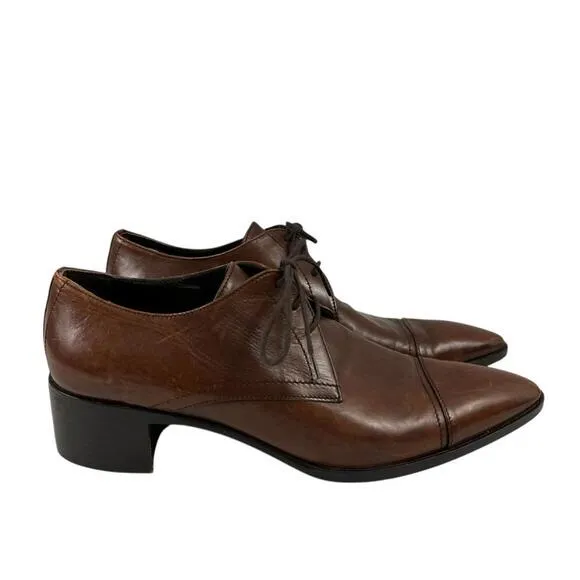 Jil Sander Women’s Brown Leather Loafer Shoes Size 38