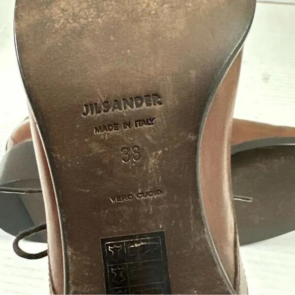 Jil Sander Women’s Brown Leather Loafer Shoes Size 38