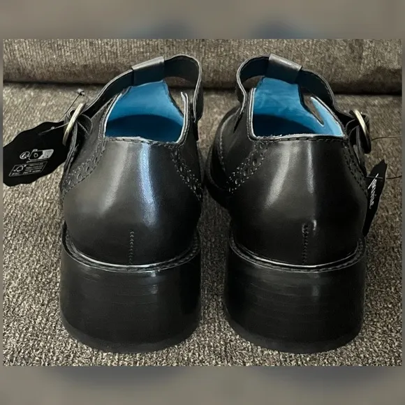 Joanie Women’s Grenoble Leather T-Bar Brogues Shoes Black Color Size-9