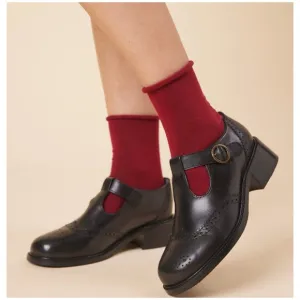 Joanie Women’s Grenoble Leather T-Bar Brogues Shoes Black Color Size-9