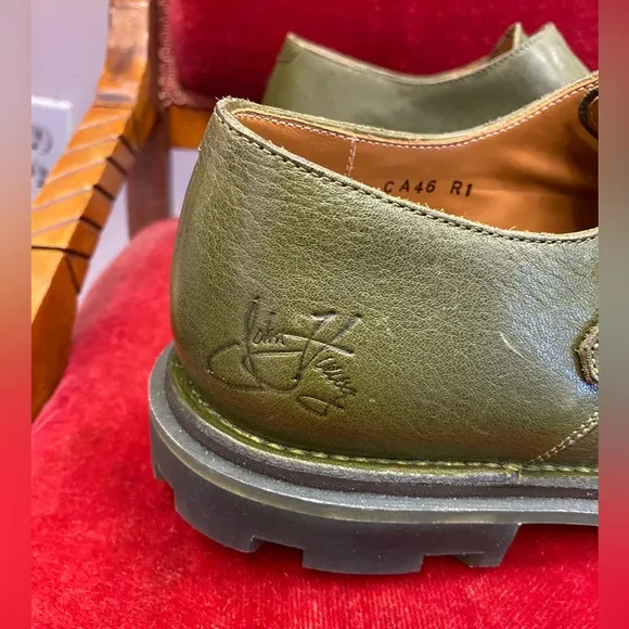 John Fluevog Green Collingtree Classic Double Monk Straps Shoes