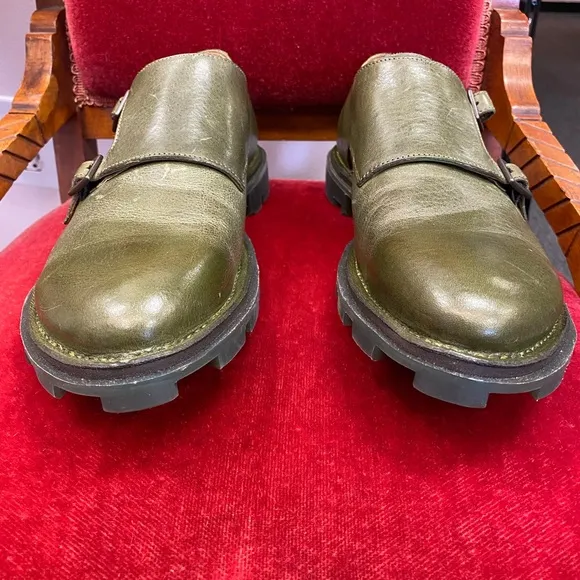 John Fluevog Green Collingtree Classic Double Monk Straps Shoes