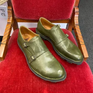 John Fluevog Green Collingtree Classic Double Monk Straps Shoes