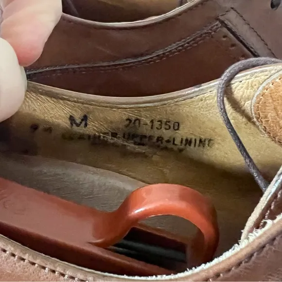 Johnston &amp; Murphy Men’s Brown Leather Oxfords Shoes Size 9 1/2M Made in‎ Italy
