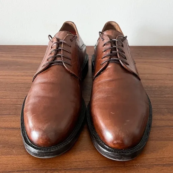 Johnston &amp; Murphy Men’s Brown Leather Oxfords Shoes Size 9 1/2M Made in‎ Italy