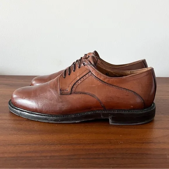 Johnston &amp; Murphy Men’s Brown Leather Oxfords Shoes Size 9 1/2M Made in‎ Italy