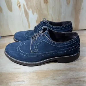 Johnston &amp; Murphy Pearson Blue Suede Wingtip Shoes Men’s Size 9