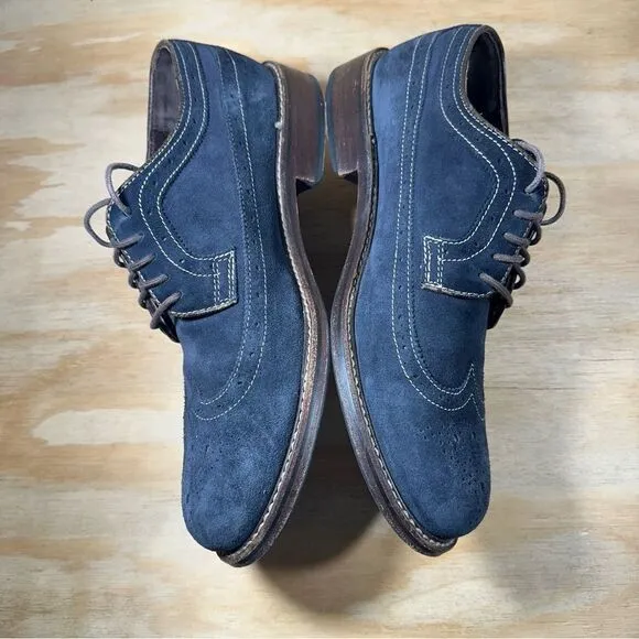 Johnston &amp; Murphy Pearson Blue Suede Wingtip Shoes Men’s Size 9