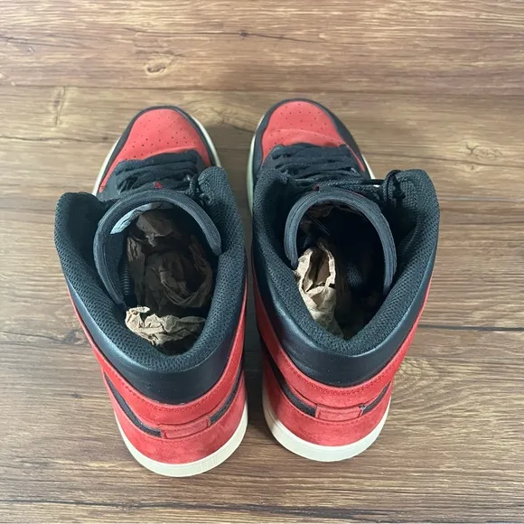 Jordan 1 Mid ‘Reverse Banned’ Leather Sneakers Shoes Men’s Size 12