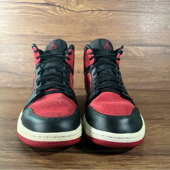 Jordan 1 Mid ‘Reverse Banned’ Leather Sneakers Shoes Men’s Size 12
