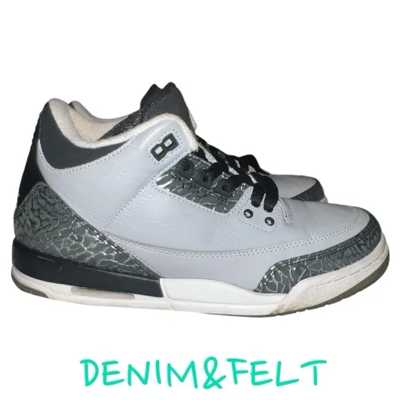 Jordan 3 Retro Wolf Grey (GS) Big Kids Shoes | PRELOVED 🩶🩶👟👟UNISEX!!