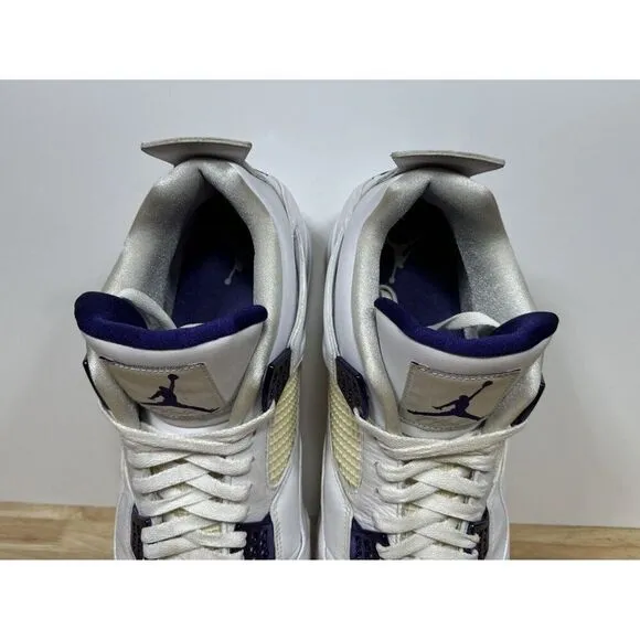 Jordan 4 Retro Purple Metallic White Leather ct8527-115 Shoes Men’s Size 15
