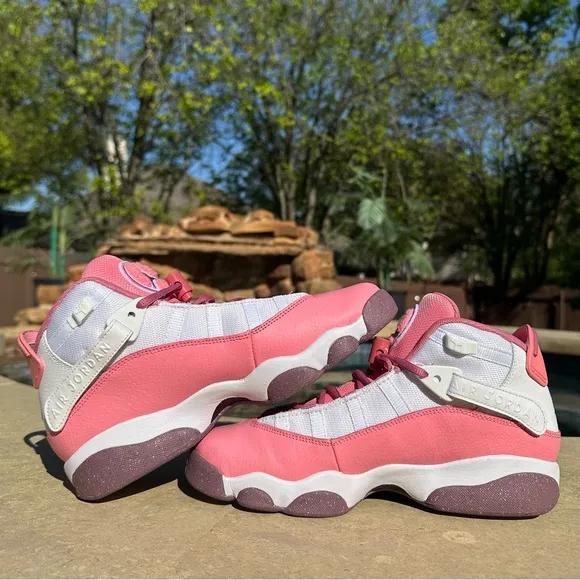 Jordan 6 Rings Coral Chalk White Desert Berry-Size 6.5Y, 8 Women’s