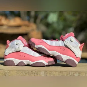 Jordan 6 Rings Coral Chalk White Desert Berry-Size 6.5Y, 8 Women’s