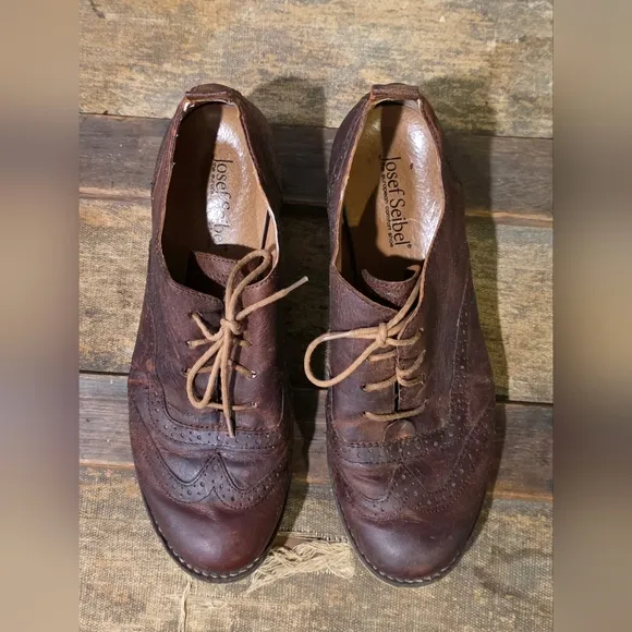 Josef Seibell Sienna 73 Brown Leather Brogue Wingtip Oxford Shoes. 38
