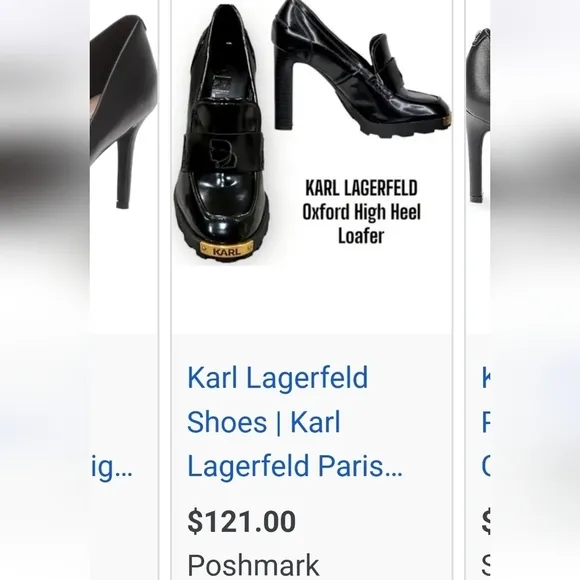 Karl Lagerfeld Shoes Women’s 8M Black Virna Pumps High Heel Gold Embelli…