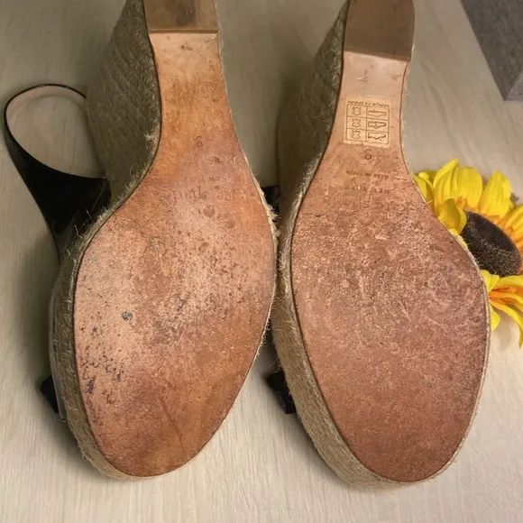 Kate Spade Black Leather Wedges