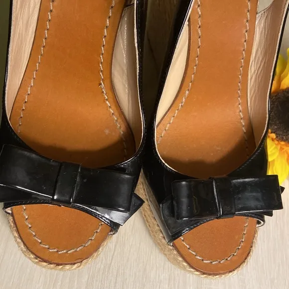 Kate Spade Black Leather Wedges