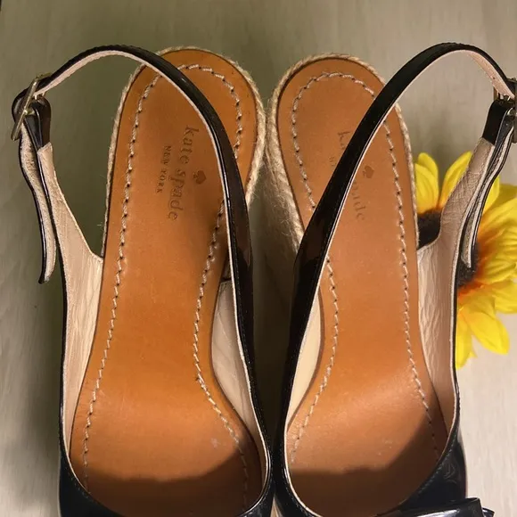 Kate Spade Black Leather Wedges