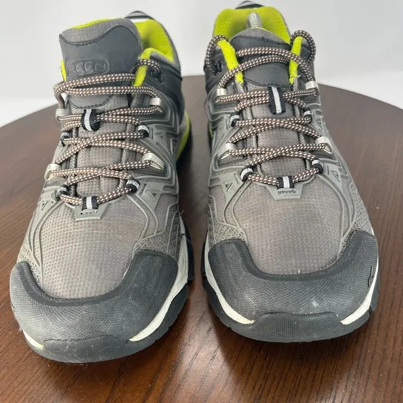 Keen Shoes Men's 11.5 Gray Green Lace Up Trail Running Hiking Sneakers 1015346