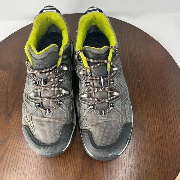 Keen Shoes Men's 11.5 Gray Green Lace Up Trail Running Hiking Sneakers 1015346