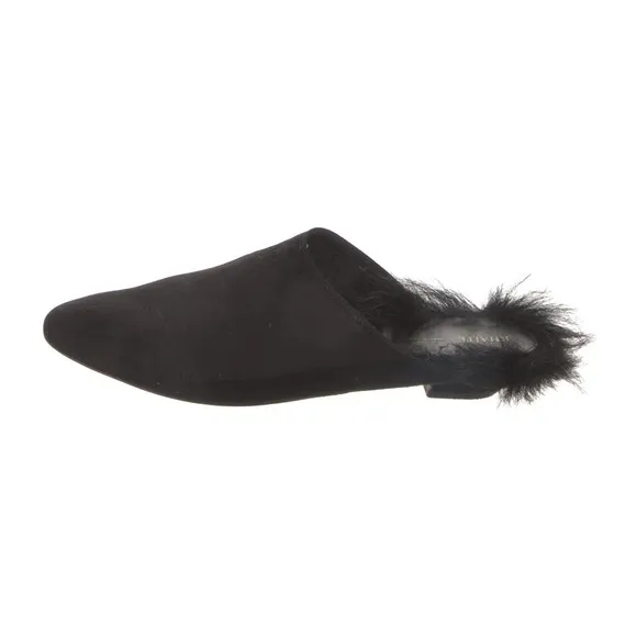 KHAITE Otto shearling-trimmed suede mules | black size 9.5