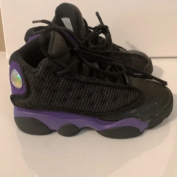 Kids Jordan 13 Retro “Black/CourtPurple/White