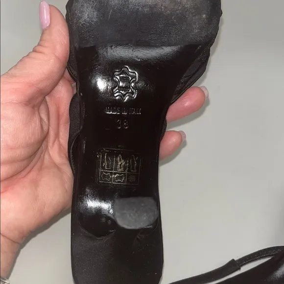 La Perla women’s size 38 Elegant Black sling back Heels / preowned/ vintage look