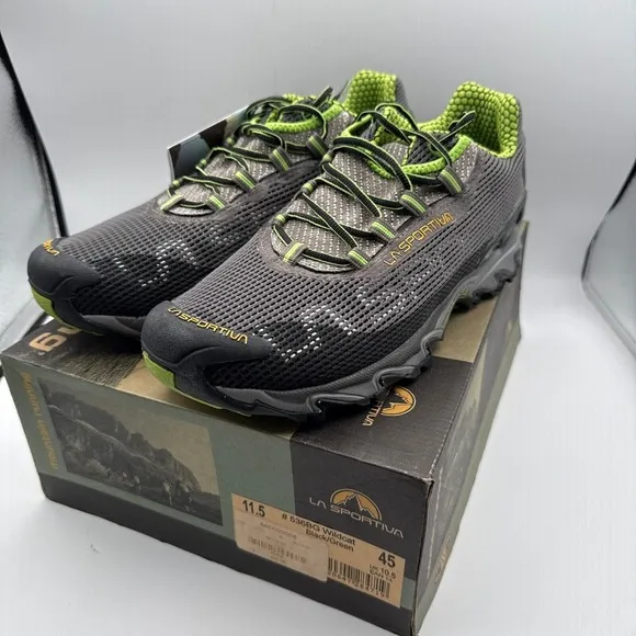 La Sportiva 536BG Wildcat Mens Trail Running Shoes Size‎ 11.5 NIB Black Green