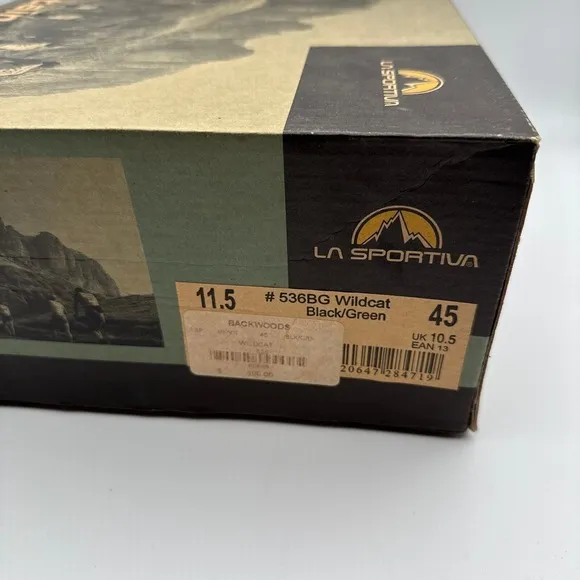 La Sportiva 536BG Wildcat Mens Trail Running Shoes Size‎ 11.5 NIB Black Green