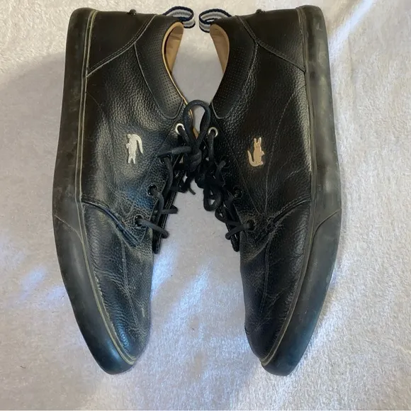 Lacoste Bayliss 119 1 U Mens 11 Black Leather Lifestyle Shoes Casual Preppy Fun