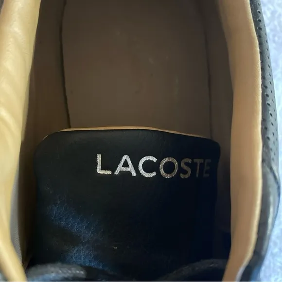 Lacoste Bayliss 119 1 U Mens 11 Black Leather Lifestyle Shoes Casual Preppy Fun