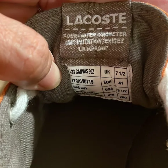 Lacoste men’s shoes size 9.5