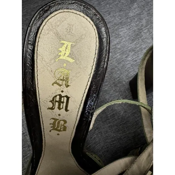 L.A.M.B by Gwen Stefani Heels Ankle Strap Leather Multi Color Shoes Women’s 8M