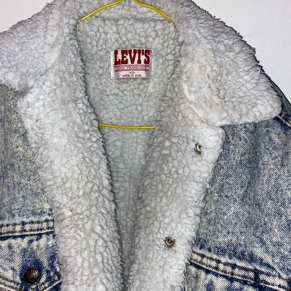 Levi’s San Francisco Sherpa Lined Acid Wash Vintage Look Jean Jacket Snap Up XS