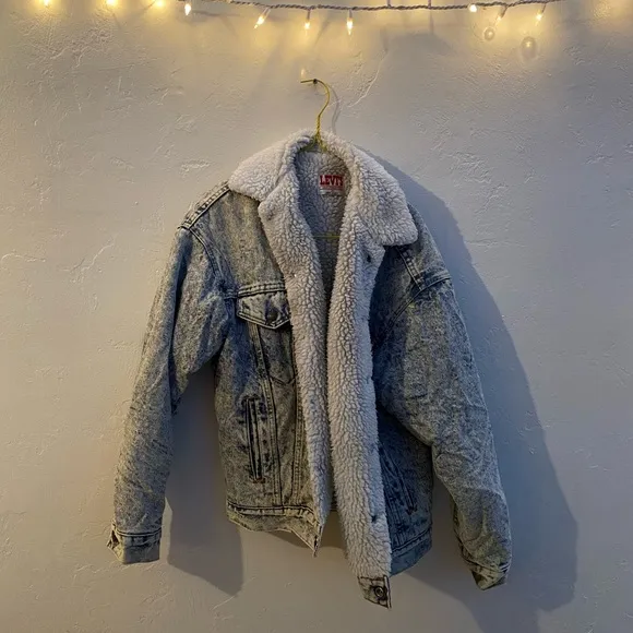Levi’s San Francisco Sherpa Lined Acid Wash Vintage Look Jean Jacket Snap Up XS