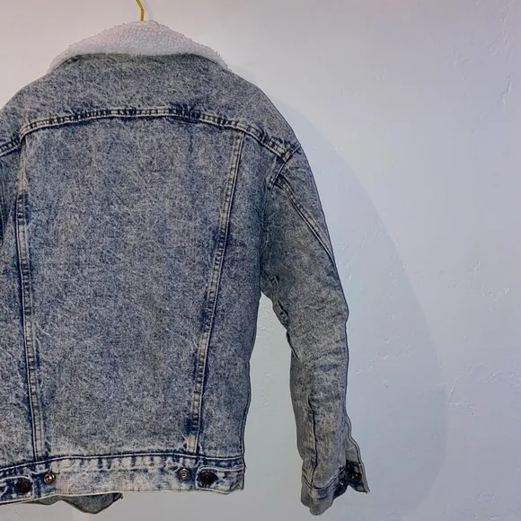Levi’s San Francisco Sherpa Lined Acid Wash Vintage Look Jean Jacket Snap Up XS