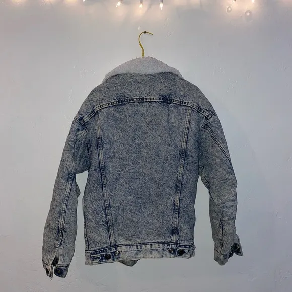 Levi’s San Francisco Sherpa Lined Acid Wash Vintage Look Jean Jacket Snap Up XS