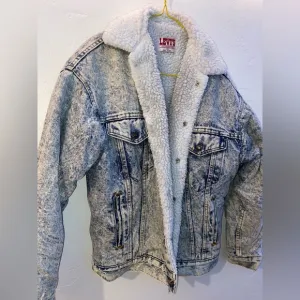 Levi’s San Francisco Sherpa Lined Acid Wash Vintage Look Jean Jacket Snap Up XS