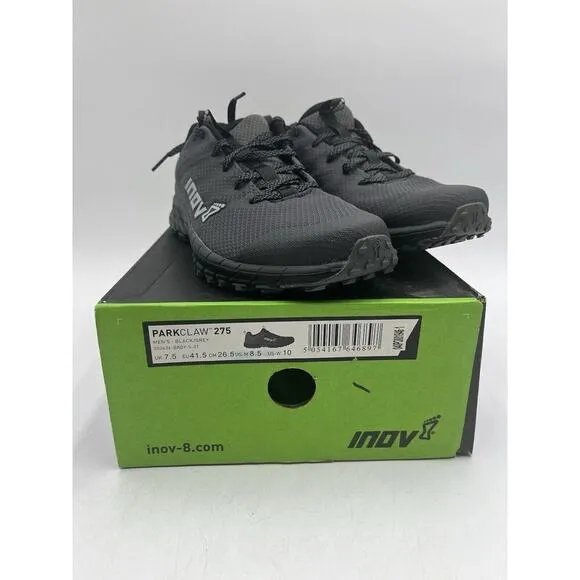LIGHTLY USED Inov8 PARKCLAW 275 Unisex Athletic Sneaker Black/Grey Sz 8.5M 10W80