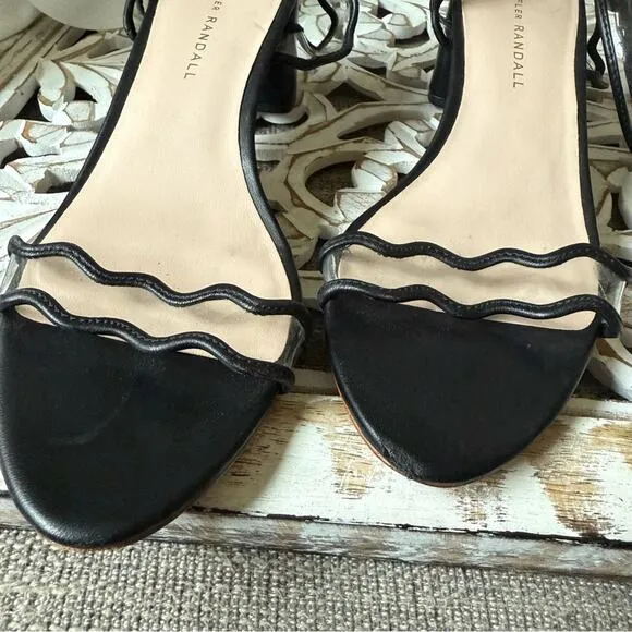 Loeffler Randall Ankle Strap Black Block Heel Sandals Shoes Women’s 7.5