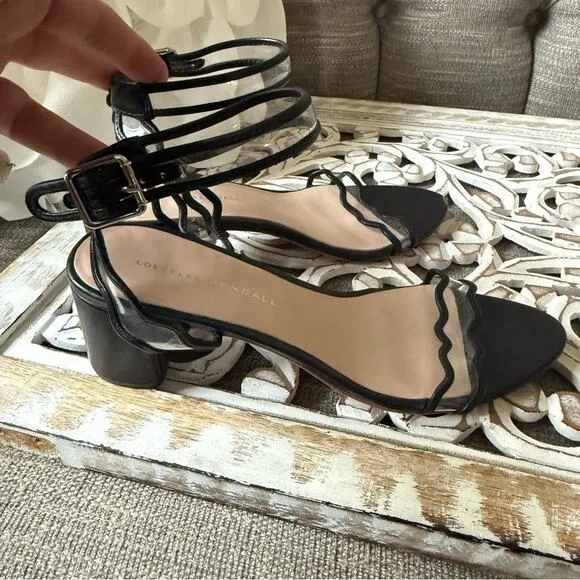 Loeffler Randall Ankle Strap Black Block Heel Sandals Shoes Women’s 7.5